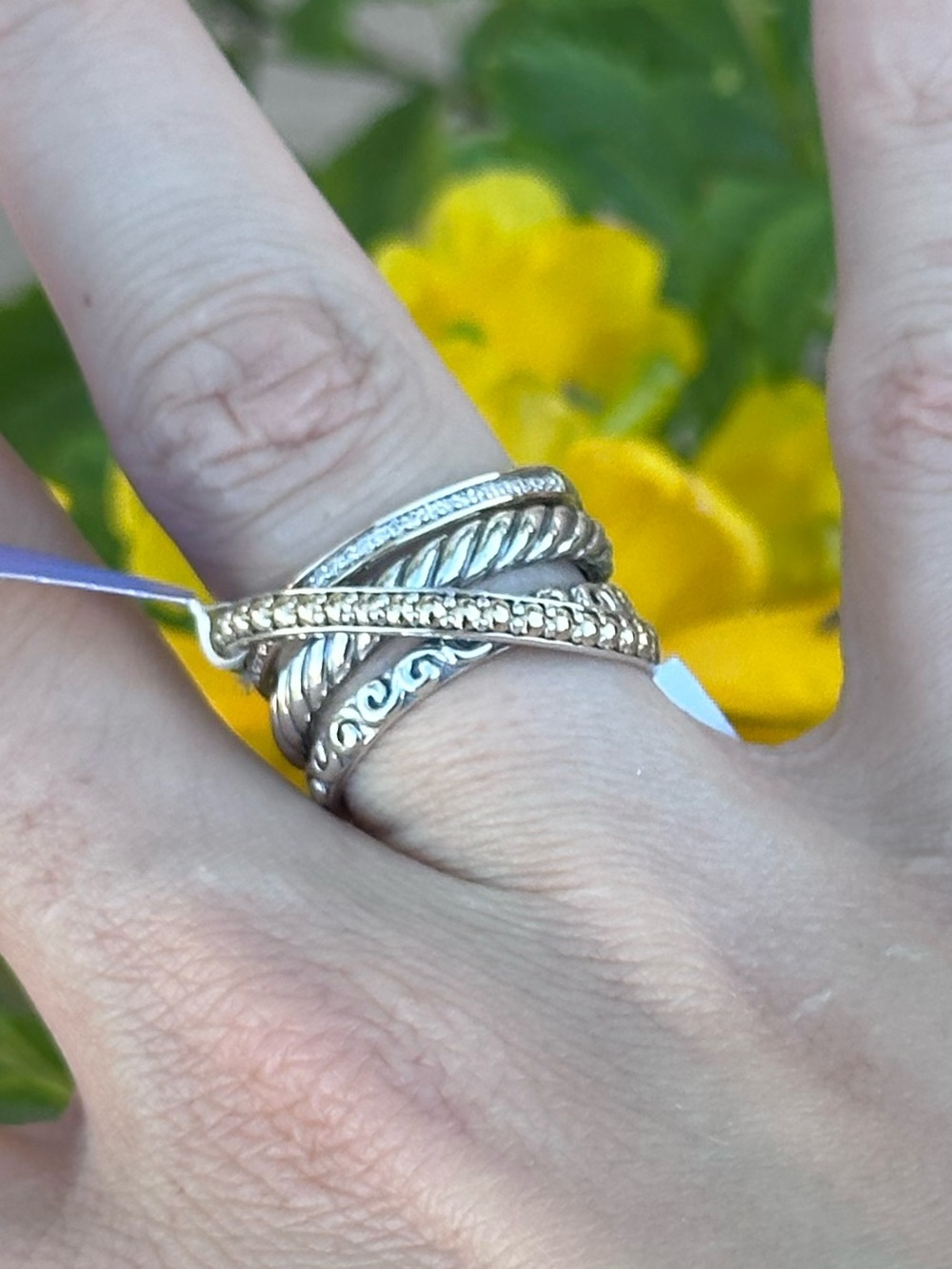 Gorgeous silver and gold Effy ring with diamonds
